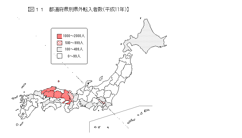 都道府県別県外転入者数