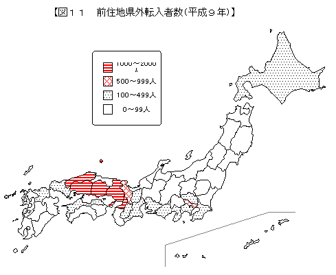 都道府県別県外転入者数