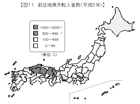 都道府県別県外転入者数