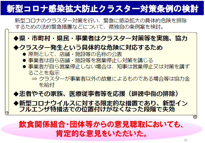 クラスター対策条例案の趣旨・目的・概要