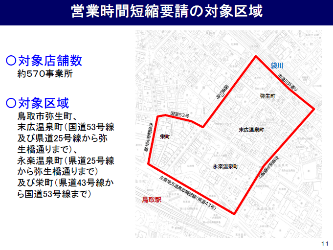 時間短縮要請対象区域の図