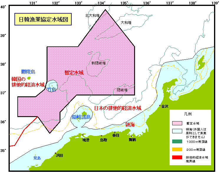 日韓漁業協定水域図