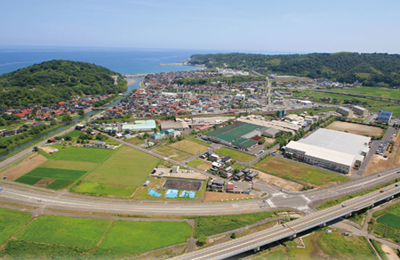 青谷上寺地遺跡周辺の航空写真