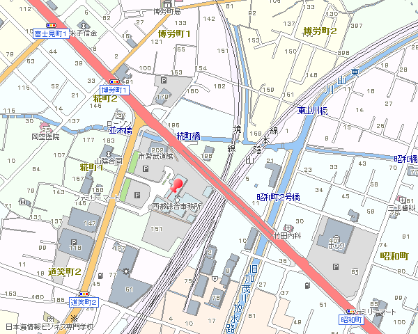 米子県土整備局の位置図