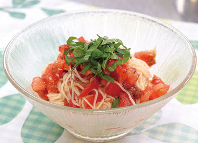 カペッリーニ風梅トマトそうめんの写真