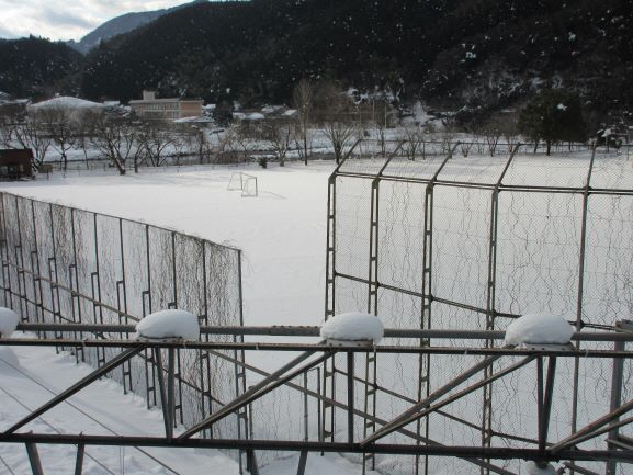 こんなところにも雪は乗る…(根雨の跨線橋から。日野町)