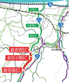 北条倉吉道路の地図
