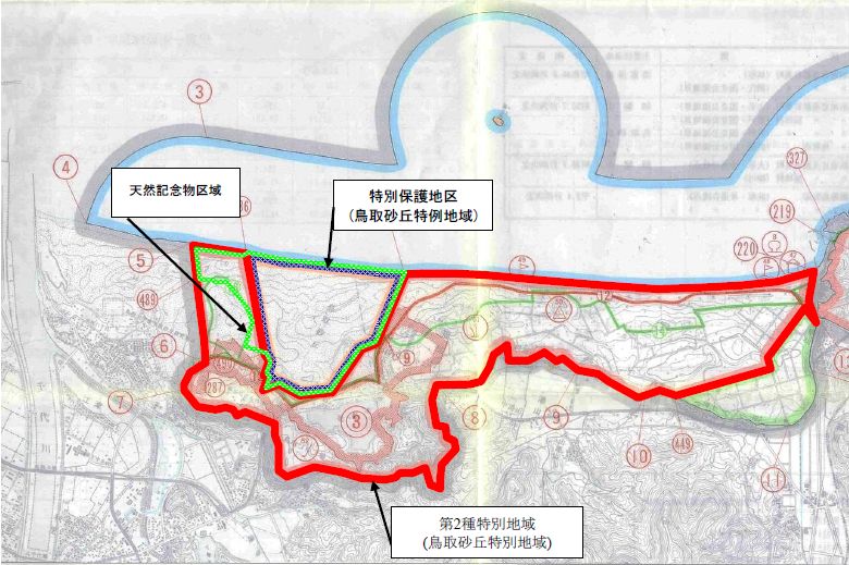 特別保護地区・特別地域の境界図