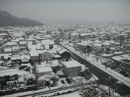 土器の実測を行っている県史編さん室分室からの風景