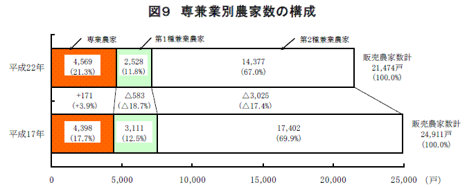 図９　専兼業別農家数の構成