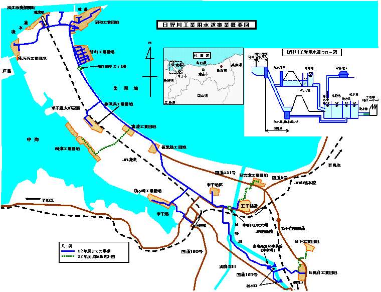 日野川工業用水道配水管布設図