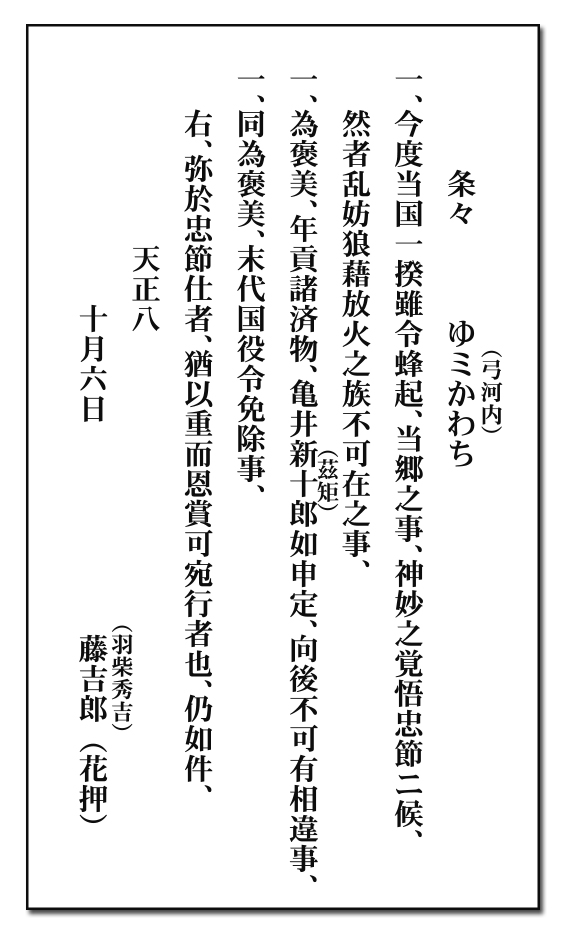 羽柴秀吉禁制文書イメージ