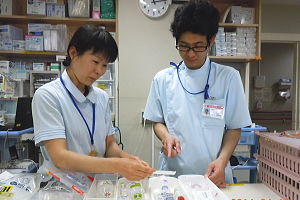 OJTで点滴準備ダブルチェック